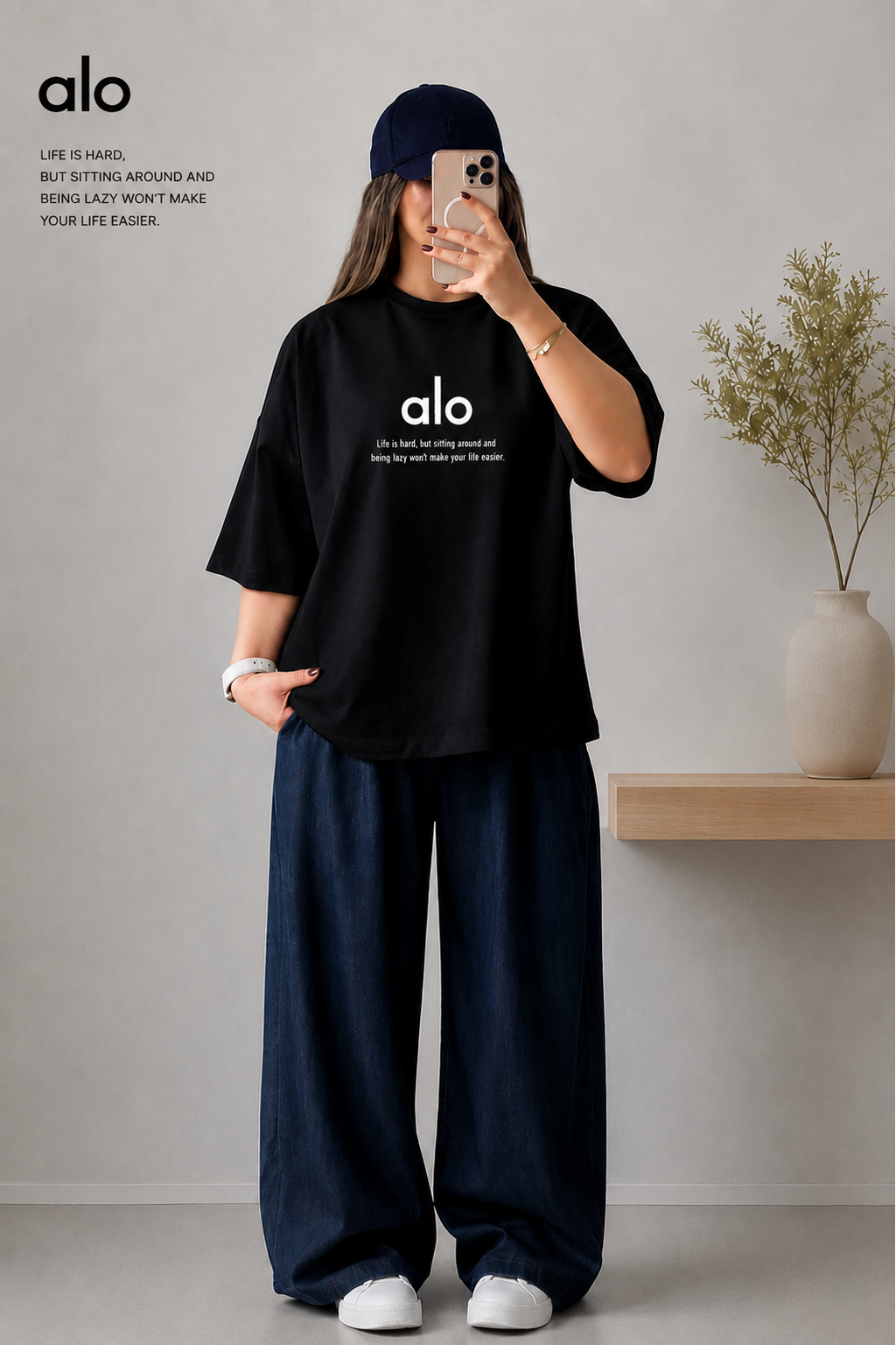 تیشرت زنانه باکسی طرح ALO | استایل کژوال و روزمره