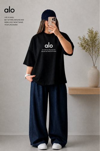 تیشرت زنانه باکسی طرح ALO | استایل کژوال و روزمره